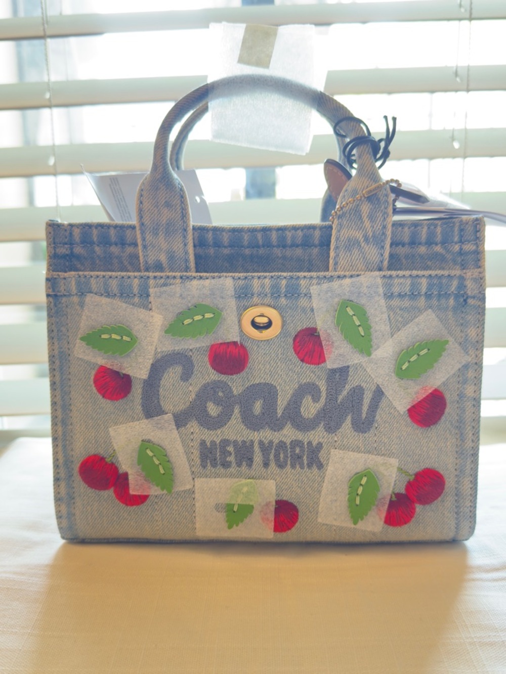 COACH Cherry Embroidered Denim
Cargo Tote 20🍒NWT (Item # 11296319)